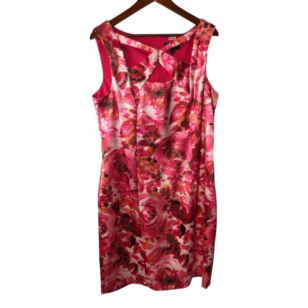 Connected Apparel Sleeveless Floral Print Shift Dress Size 16